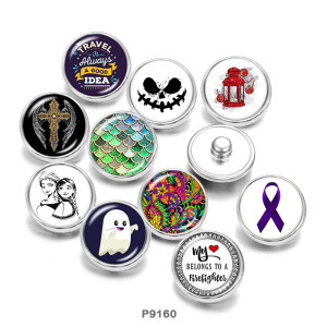 20MM   Ribbon  Halloween   princess  Print  glass  snaps buttons