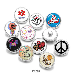20MM  Love   Butterfly  skull  Print  glass  snaps buttons