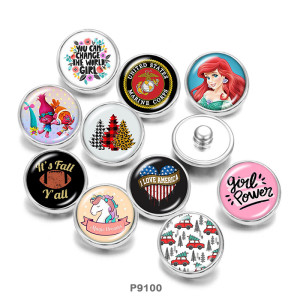 20MM  Unicorn  love  princess  Print  glass  snaps buttons