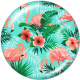 20MM  Flamingo  Music  Print  glass  snaps buttons