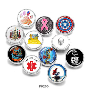 20MM  Ribbon  princess  Christmas   Print  glass  snaps buttons