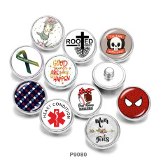 20MM  MOM   Ribbon  skull   Print  glass  snaps buttons