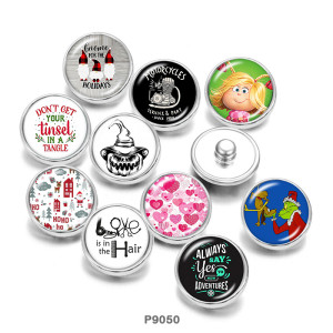 20MM  Christmas  Print  glass  snaps buttons