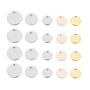 20pcs/pack Stainless Steel Tag Round Pendant Simple Glossy Pendant Non-fading Round Piece