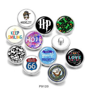 20MM  Hope  love MOM  Print  glass  snaps buttons