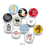 20MM  Nurse  Mama  princess  Print  glass  snaps buttons