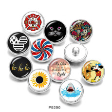 20MM  Cat  Flower  Fire Dept   Print  glass  snaps buttons