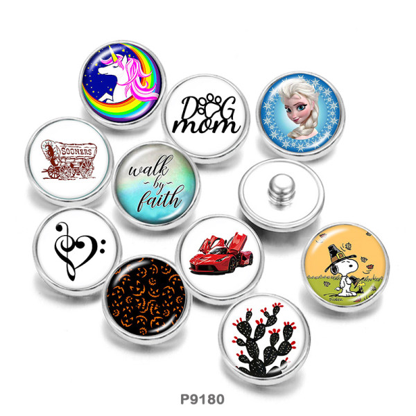 20MM  Princess  Unicorn  Car  Print  glass  snaps buttons