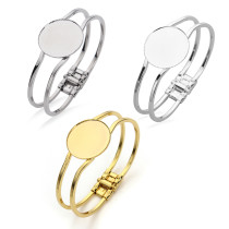 Silver Stainless steel bracelet empty holder 20 25 30mm round bottom holder bracelet diy gemstone jewelry accessories