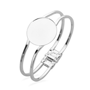 Silver Stainless steel bracelet empty holder 20 25 30mm round bottom holder bracelet diy gemstone jewelry accessories