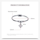Ladies diamond square snake chain stainless steel gold magnet clasp bracelet
