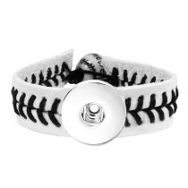 Baseball 1 buttons leather  new type Bracelet Rhinestone fit 20mm snaps chunks
