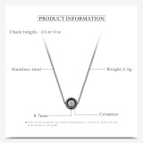 Ceramic Jewelry Ladies Necklace Fashion Stainless Steel Pendant Round Diamond Pendant
