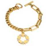 Stainless steel trendy diamond-studded women's bracelet