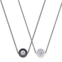 Ceramic Jewelry Ladies Necklace Fashion Stainless Steel Pendant Round Diamond Pendant