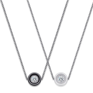 Ceramic Jewelry Ladies Necklace Fashion Stainless Steel Pendant Round Diamond Pendant