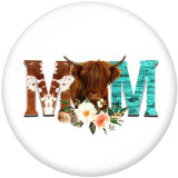 20MM  Christmas  Ribbon  MOM  Print  glass  snaps buttons