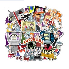 Contains 50 cartoon animations, flying into the future, Futurama stickers, personalized graffiti decoration, luggage waterproof stickers