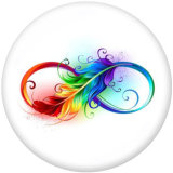 20MM  Faith  Feather   Print  glass  snaps  buttons