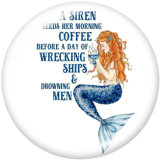 20MM  honeybee  mermaid  Print glass snaps buttons