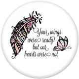 20MM  Faith  Feather   Print  glass  snaps  buttons