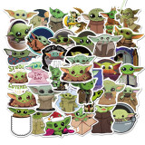 Contains 50 pieces of non-repetitive Manroda Baby Yoda stickers Trolley luggage waterproof stickers