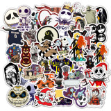 Contains 50 pieces of Halloween holiday decoration graffiti stickers luggage computer waterproof stickers without leaving glue stickers DIY