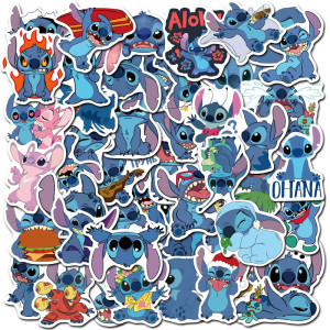 Contains 50 non-repeatable cute cartoon Stitch stickers, kids toy stickers, luggage graffiti stickers, waterproof stickers