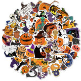 Contains 50 pieces of Halloween holiday decoration graffiti stickers luggage computer waterproof stickers without leaving glue stickers DIY