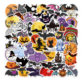 Contains 50 pieces of Halloween holiday decoration graffiti stickers luggage computer waterproof stickers without leaving glue stickers DIY