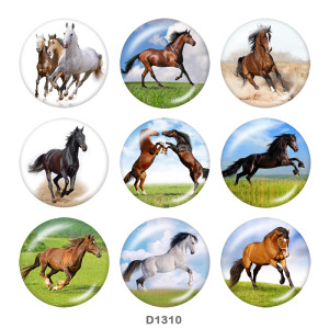 20MM horse Print glass snaps buttons