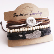 Leather bracelet set 1 buttons leather  new type Bracelet Rhinestone fit 20mm snaps chunks