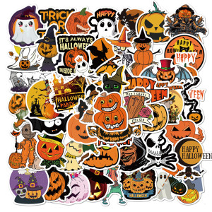 Contains 50 pieces of Halloween holiday decoration graffiti stickers luggage computer waterproof stickers without leaving glue stickers DIY