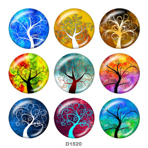 20MM Tree of life Print glass snaps buttons