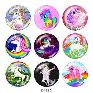 20MM unicorn Print glass snaps buttons