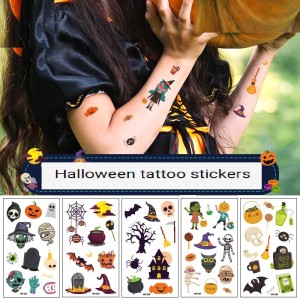 Waterproof and sweatproof funny cartoon pumpkin disposable temporary tattoo paper Halloween waterproof tattoo sticker