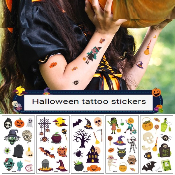 Waterproof and sweatproof funny cartoon pumpkin disposable temporary tattoo paper Halloween waterproof tattoo sticker