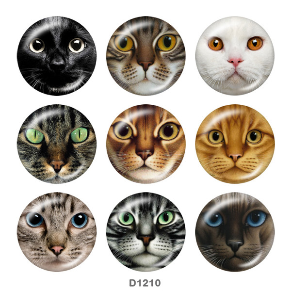 20MM cat  Print glass snaps buttons