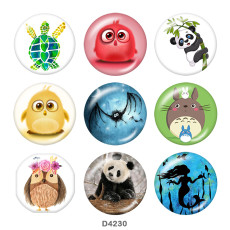 20MM animals  panda  owl  Print glass snaps buttons