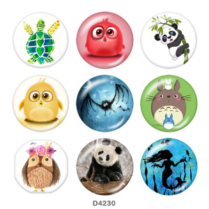 20MM animals  panda  owl  Print glass snaps buttons