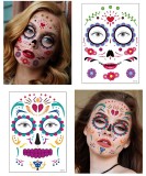Funny Makeup Temporary Stickers for Day of the Dead Masquerade Halloween Face Tattoo Waterproof Stickers