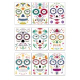 Funny Makeup Temporary Stickers for Day of the Dead Masquerade Halloween Face Tattoo Waterproof Stickers