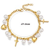 Love Cross Pearl Stainless Steel Bracelet