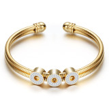 Stainless steel cable chain opening adjustable three-ring bracelet with diamonds