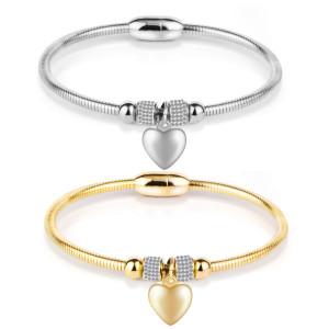 Heart-shaped magnet clasp stainless steel bracelet