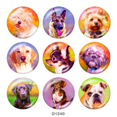 20MM dog Print glass snaps buttons