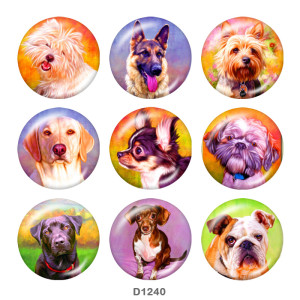20MM dog Print glass snaps buttons