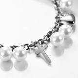 Love Cross Pearl Stainless Steel Bracelet