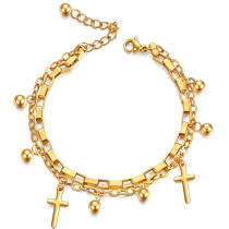 Stainless Steel Bracelet Cross Double Bracelet