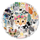 50 cartoon cute cat graffiti stickers notebook personality hand account scooter car refrigerator decoration waterproof stickers